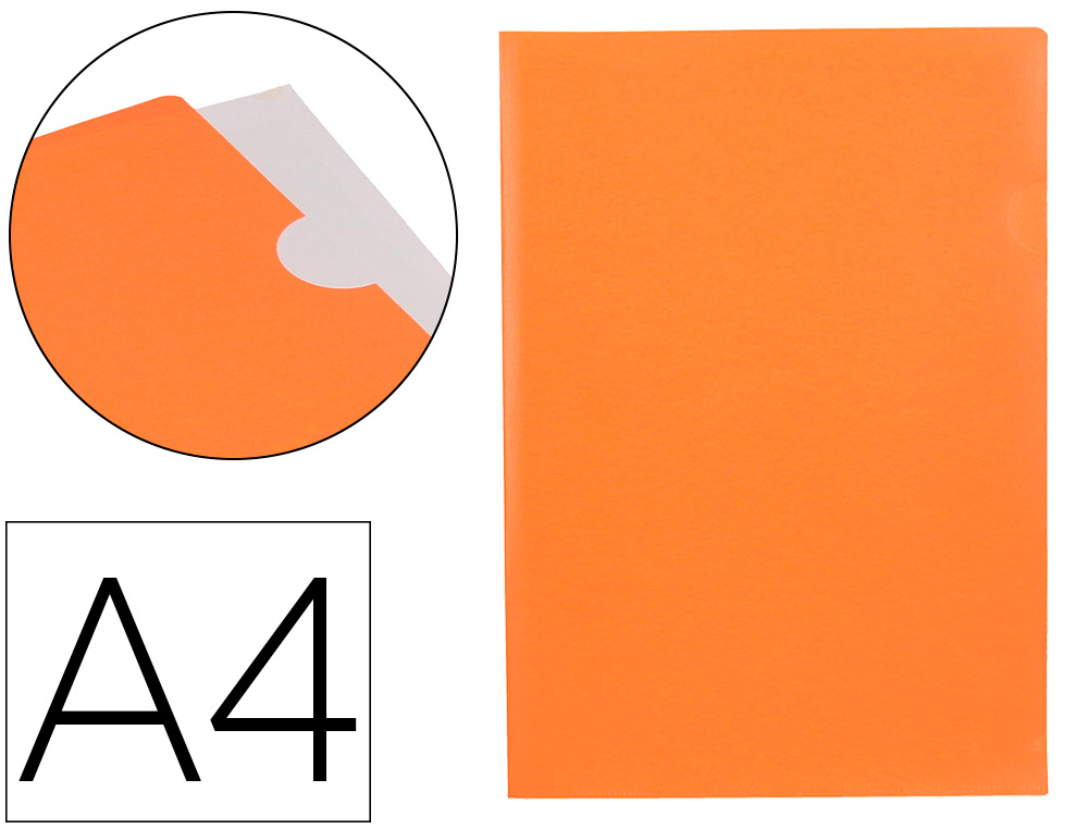 CARPETA LIDERPAPEL DOSSIER UERO POLIPROPILENO DIN A4 NARANJA FLUOR OPACO 20 HOJAS